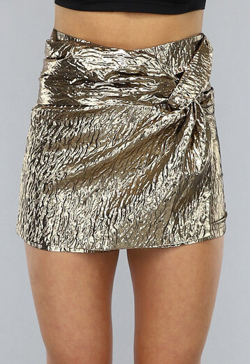 Gouden Metallic Skort met Knoopdetail