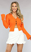 Oranje Polo Top met Haaksluiting en Trompetmouwtjes