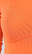 Oranje Rib Bodysuit met Lange Mouwen