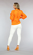 Oranje Blouse met Pofmouwen en Strikdetail