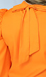 Oranje Blouse met Pofmouwen en Strikdetail