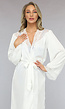 Classy Witte Satijnen Kamerjas met Kanten Afwerking