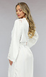 Classy Witte Satijnen Kamerjas met Kanten Afwerking