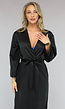 Satin Look Kimono Lang in Zwart