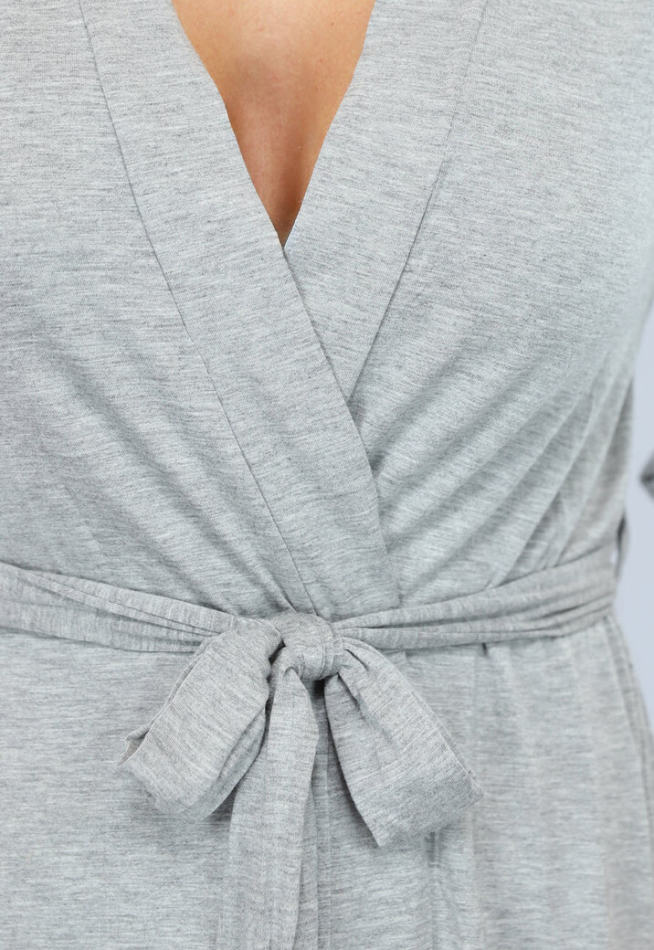 Elastische Grijze Kimono met Kanten Rug