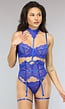 Kobalt Blauwe Intieme Kanten Lingerie Set met Strappy Details