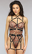 Mesh Luipaard Body met Beugels en Kinky Straps