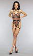 Mesh Luipaard Body met Beugels en Kinky Straps