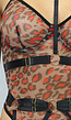 Mesh Luipaard Body met Beugels en Kinky Straps