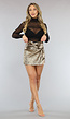 Gouden Metallic Skort met Knoopdetail