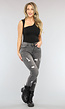 Grijze Ripped Skinny Jeans met Rib Detail