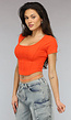 Oranje Top met Korsetdetail