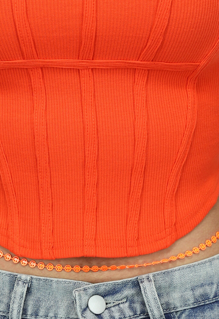 Oranje Top met Korsetdetail
