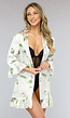 Satin Bloemen Kimono met Ruches