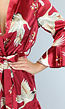 Rode Satin Kimono met Ruches en Print