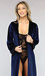 Velvet Kimono in Navy met Kant