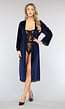 Velvet Kimono in Navy met Kant