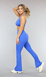 Blauwe Stretch Sportset met Scrunch