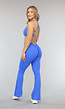 Blauwe Stretch Sportset met Scrunch
