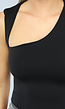 Zwarte Asymmetrische Mouwloze Top