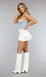 Jeans Bustier met Parels en Glitter Steentjes