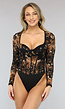 Kanten Korset Bodysuit met Bloemenprint