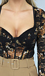 Kanten Korset Bodysuit met Bloemenprint