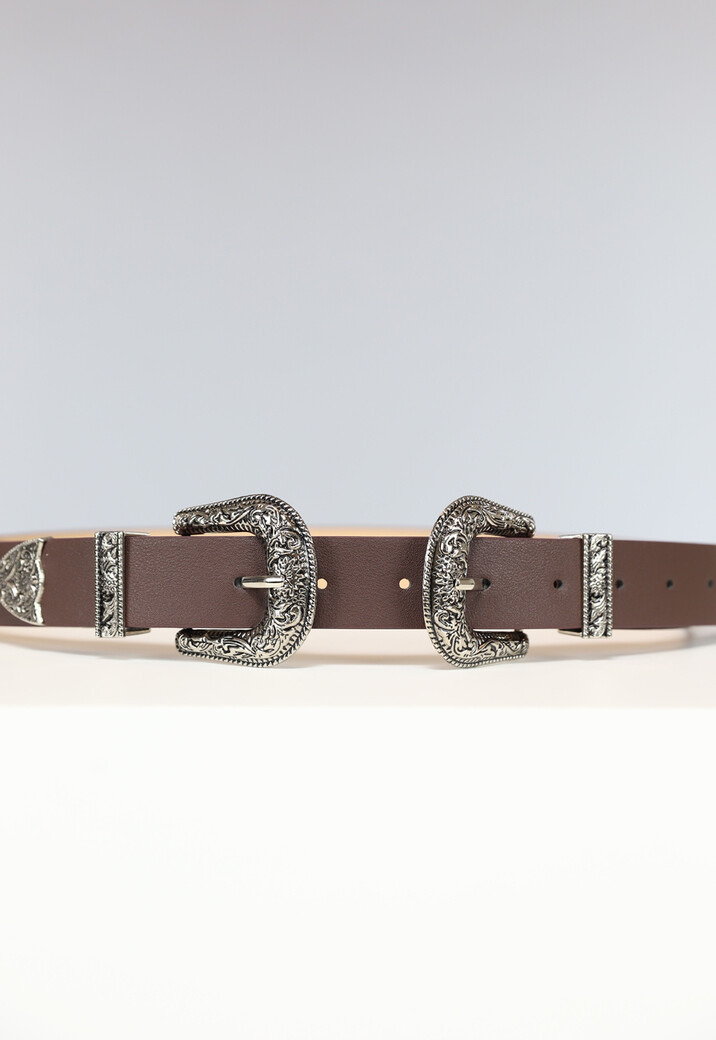 Donkerbruine Riem met Dubbele Gesp