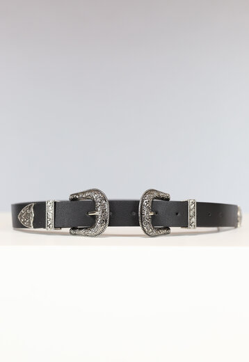 Zwarte Riem met Dubbele Gesp