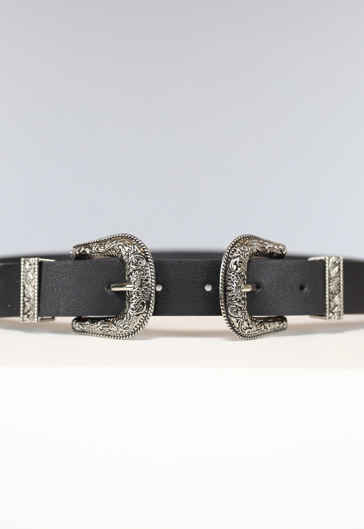 Zwarte Riem met Dubbele Gesp