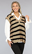 Beige/Zwarte Gebreide Jumper met Streep Patroon