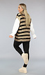 Beige/Zwarte Gebreide Jumper met Streep Patroon