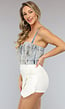 Denim Bustier Top met Strass