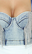 Denim Bustier Top met Strass