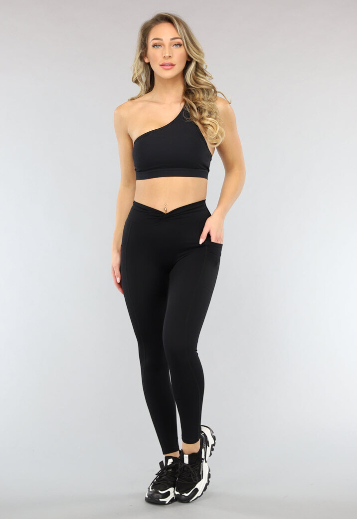 Zwarte Sportlegging met Overslag Taille