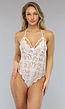 Witte Kanten Bodysuit met Borst Straps