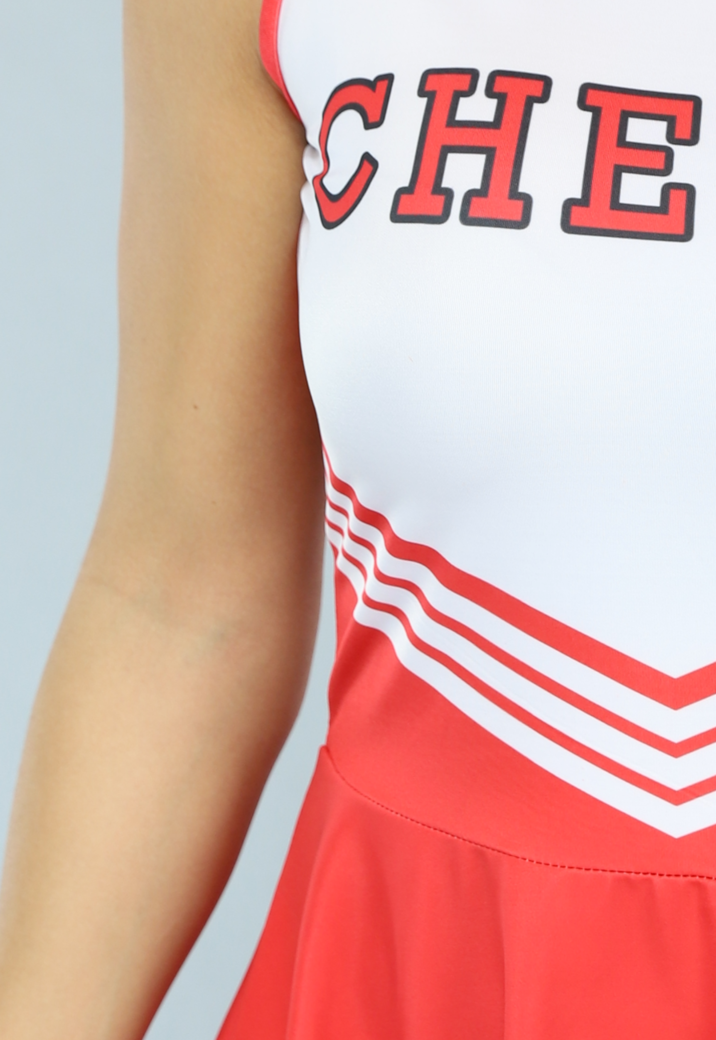 Rood Cheerleader Kostuum met Hoge Sokken