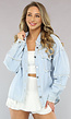 Denim Blouse met Ruffle Afwerking