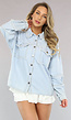 Denim Blouse met Ruffle Afwerking