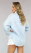 Denim Blouse met Ruffle Afwerking