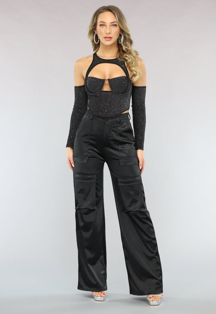 Zwarte Cargo in Satijnen Stof