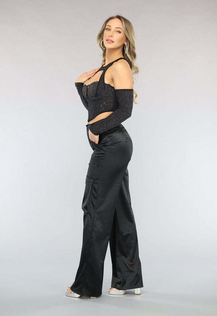 Zwarte Cargo in Satijnen Stof