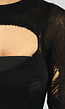 Damaged Zwarte Gehaakte Jurk met Cut Out