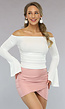 Witte Off Shoulder Top met Flair Mouwen