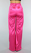 Roze Wide Leg Satin Utility Broek