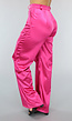 Roze Wide Leg Satin Utility Broek