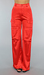 Rode Wide Leg Satin Utility Broek