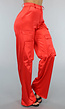 Rode Wide Leg Satin Utility Broek
