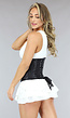 Zwarte Satin Underbust Korset met Borduursels