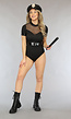 Politie Bodysuit Kostuum met Fishnet Details